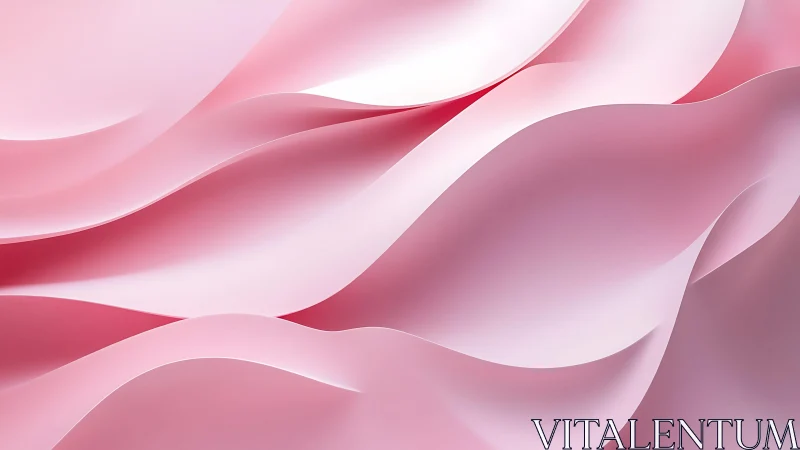 Soft Pink Abstract Waves Digital Art with Smooth Gradient Layers.