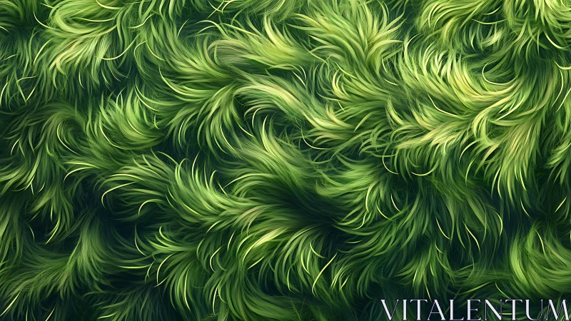 Green abstract fur texture with flowing layered strands