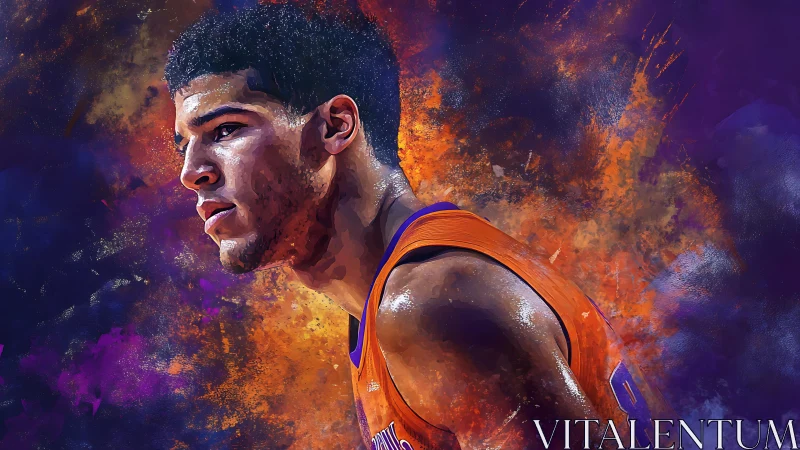 Paint-splashed baller leans into a storm of molten color