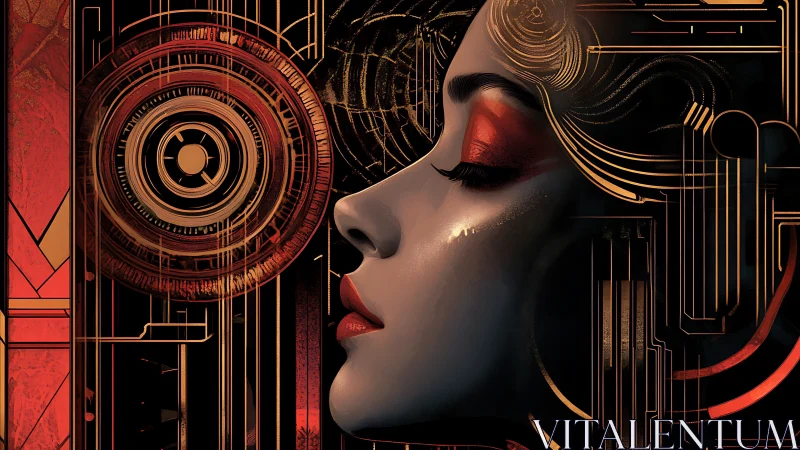 Profile portrait intersects with geometric circuitry structures