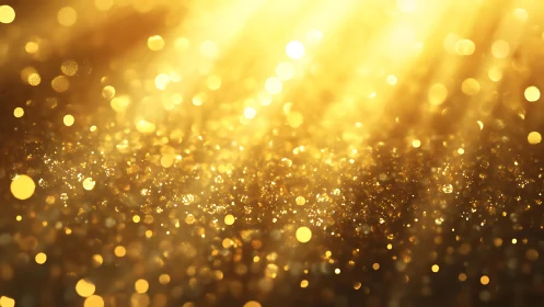 Golden glitter abstract background with glowing bokeh effect.