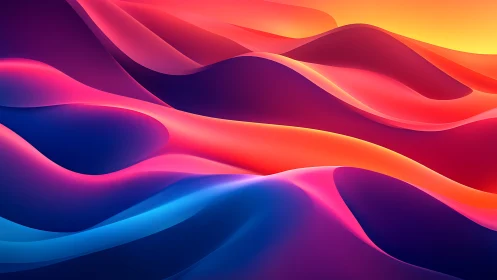 Glowing sunset waves of color rolling across soft hills.