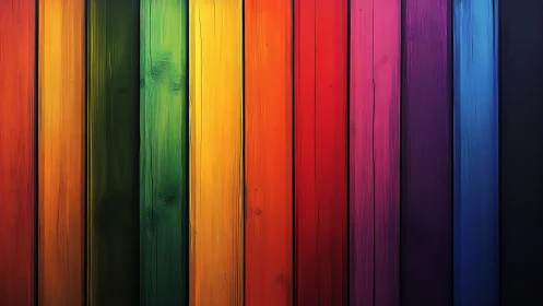 Vertical multicolor wooden planks in full spectrum layout.