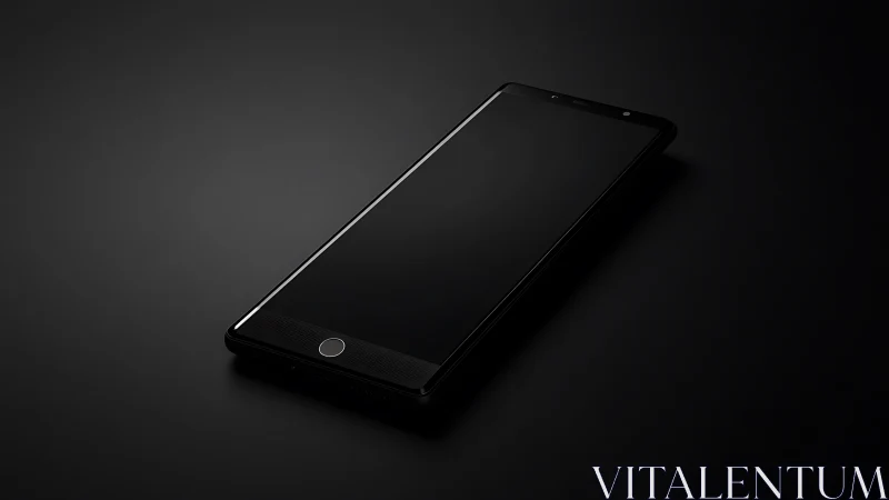 Black smartphone displayed in 3D render with minimalist aesthetic