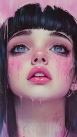 Cotton candy tears glide down a neon daydreamer&rsquo;s face