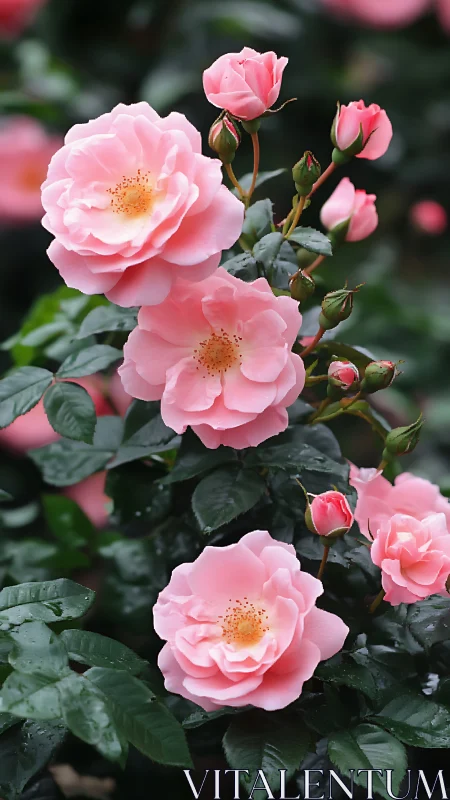 Cascading Pink Roses in Garden Splendor