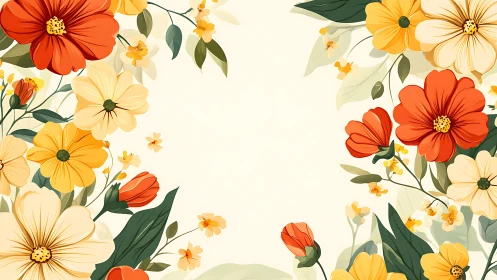 Vibrant Floral Garden Blooms in Warm Sunset Colors