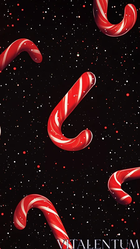 Red and white candy canes on dark speckled background.