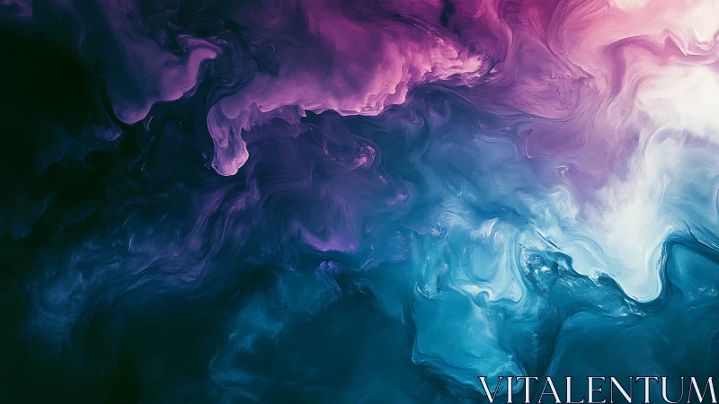 Abstract swirling gradient of magenta, teal, and white tones.