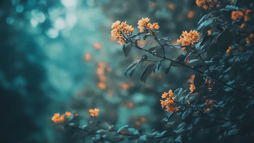Golden Blooms Whisper Through Teal Twilight Air