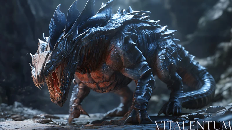 Cavern-forged drake lowers its crown of ice and embers