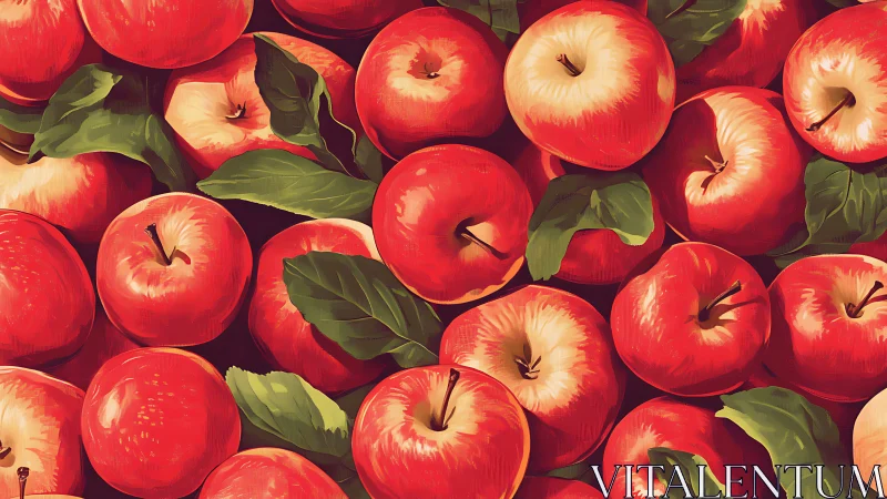 Crimson apple chorus with sunlit skins and leafy whispers.