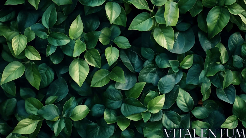 Lush green foliage texture with deep shadowed layering.