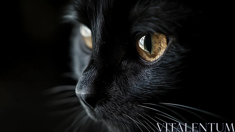 Black Feline Specimen with Amber Iris and Scleral Detail