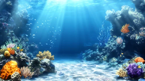 Sunlit coral kingdom where sapphire water sings softly.