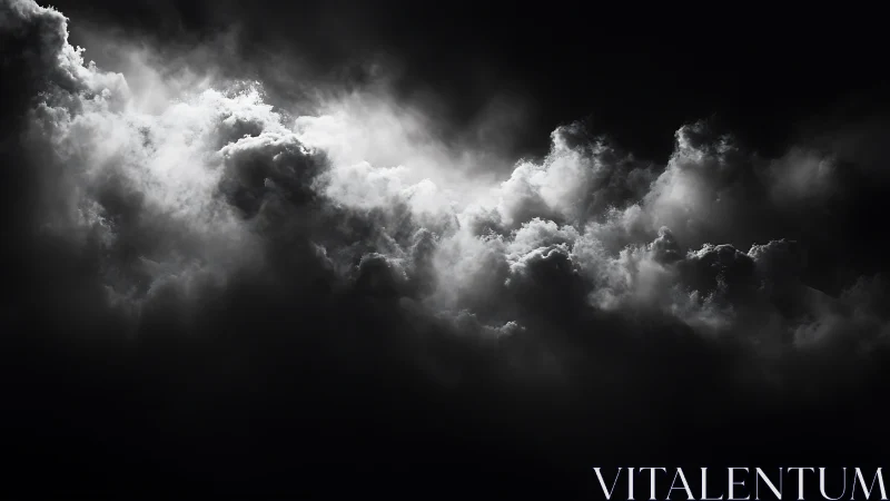 High-contrast cumulus cloud band under dramatic low-key lighting