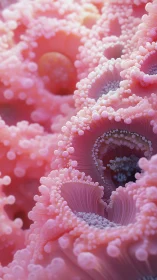 Soft pink coral folds glow in a dreamy underwater macro