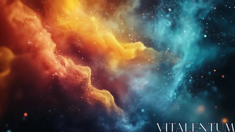 Colorful cosmic nebula cloud with vivid glowing gases.