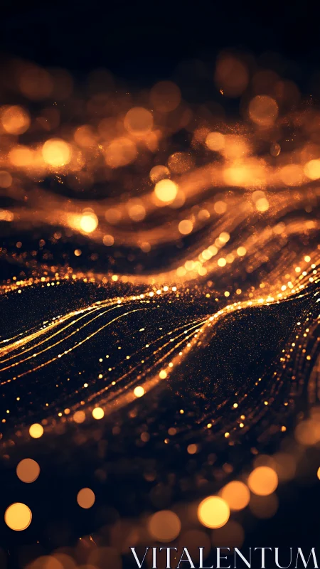 Golden light trails drift across a softly glowing field.