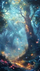 Luminescent Forest Cathedral: Where Twilight Whispers.