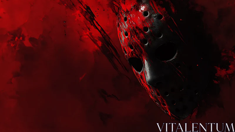 Forensic study of perforated hockey mask in sanguine void.