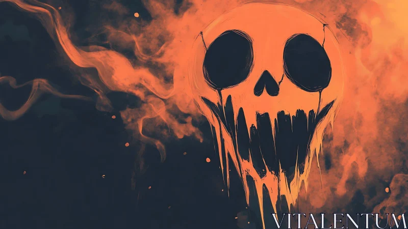 Volatile spectral skull emerging from incandescent vapor field.