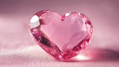 Crystalline Pink Heart Catches Light in Glittering Reverie