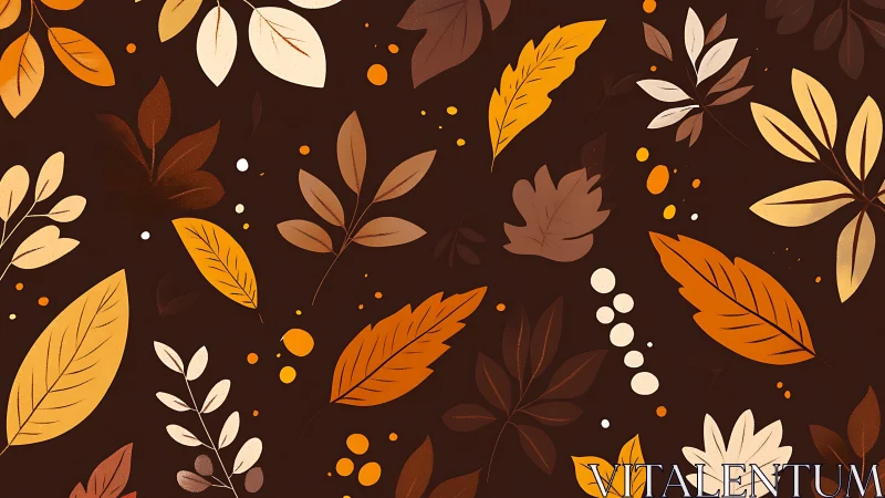 Autumn leaf pattern on dark brown seasonal background.