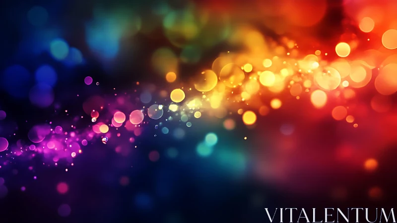 Vibrant Abstract Bokeh Lights in Rainbow Colors, Digital Art Style.