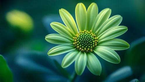 Pale Green Daisy Blossoms in Sunlit Garden Tranquility.