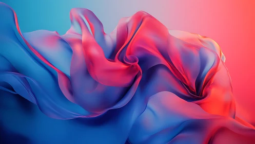 Bicolor fluid drapery forms luminous abstract gradient folds.