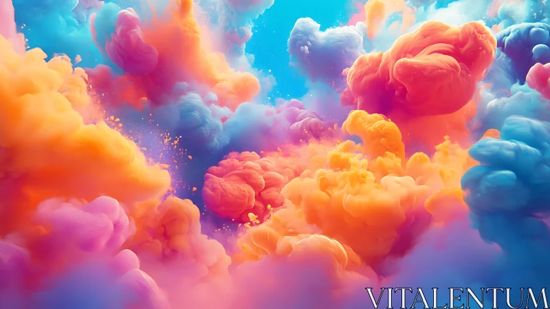 Neon vapor clouds swirl through luminous cyan sky space.