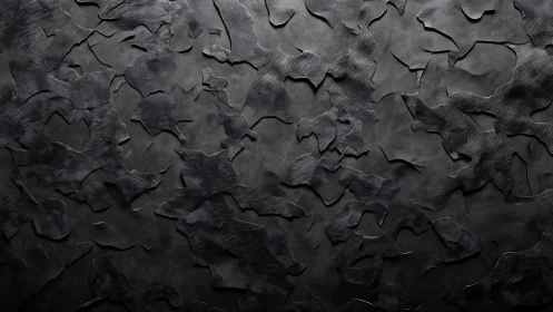 Dark abstract cracked texture with layered matte fragments.