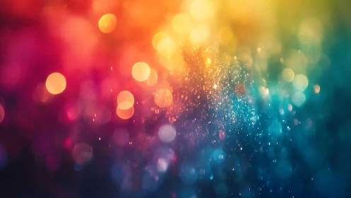 Vivid abstract bokeh lights with rainbow gradient and dreamy style.