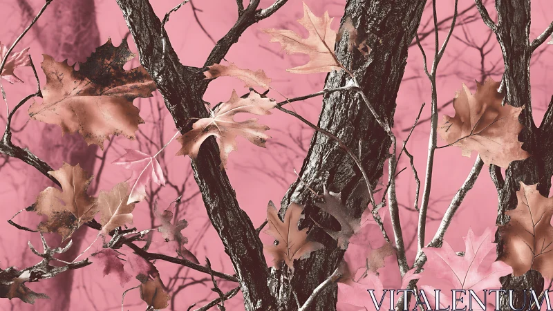 Soft autumn branches drifting across a rosy forest sky.