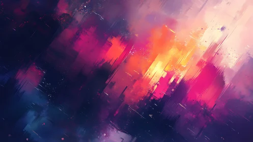 Radiant city haze dissolves into deep twilight hues.