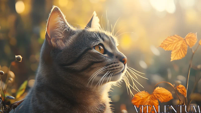 Golden Hour Gaze: A Cat's Moment of Wonder.