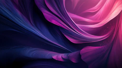 Vibrant magenta and indigo ribbons flow through dark void