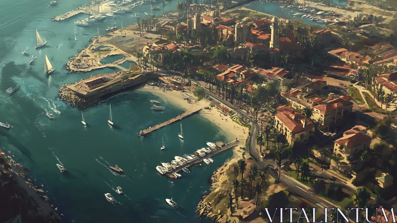 Turquoise Harbor Dream: Coastal Geometry Meets Urban Romance.