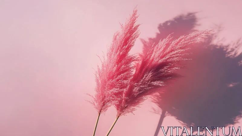 Pink Grasses Dancing in Dreamy Light and Shadow