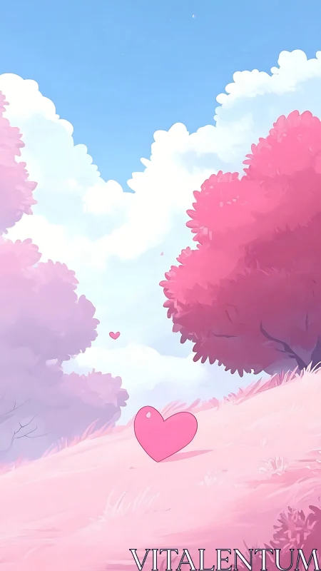 Heart's Journey Through Pink-Hued Dreamscapes