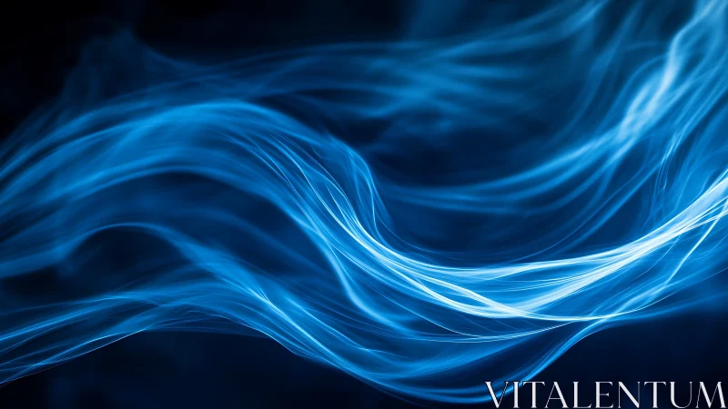 Luminescent cyan light trails in fluid abstract wave composition.