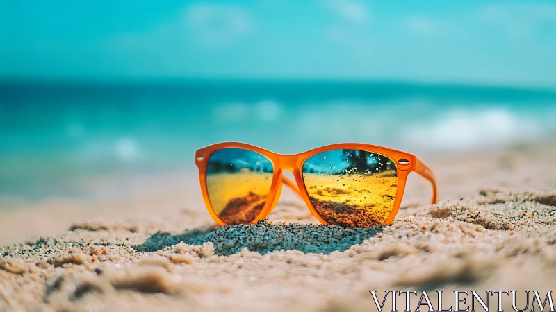 Sun kissed orange sunglasses invite a bright beach day
