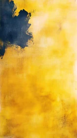 Textured yellow field with dark indigo abstract corner mass