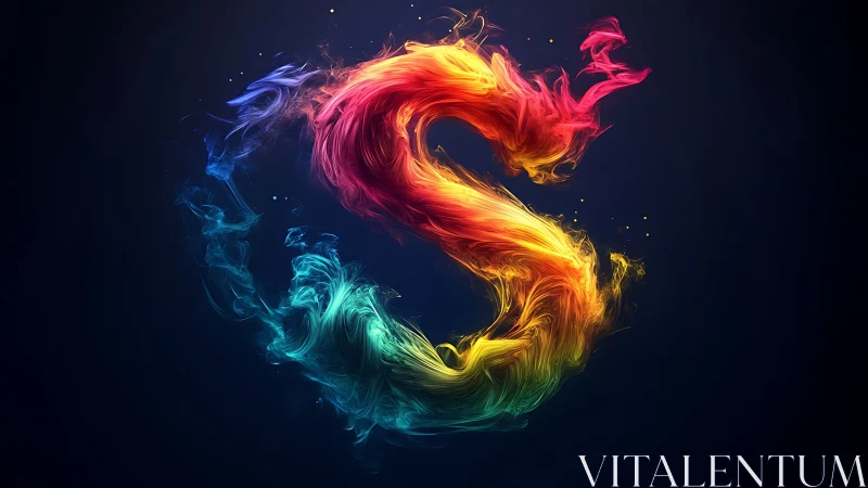 Vibrant swirling S shaped from luminous color streams.