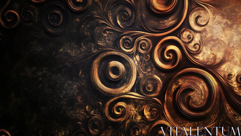 Bronze baroque scrollwork with high-relief swirling filigree detail