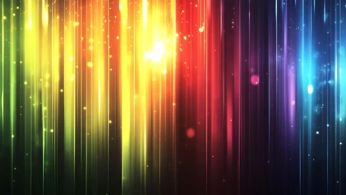 Vibrant vertical light streaks with glowing bokeh in abstract style.