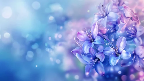 Blue-Purple Clustered Flowers with Bokeh Depth of Field.