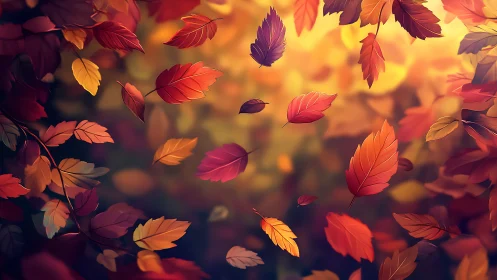 Autumnal leaf dynamics in shallow depth, bokeh-graded field.