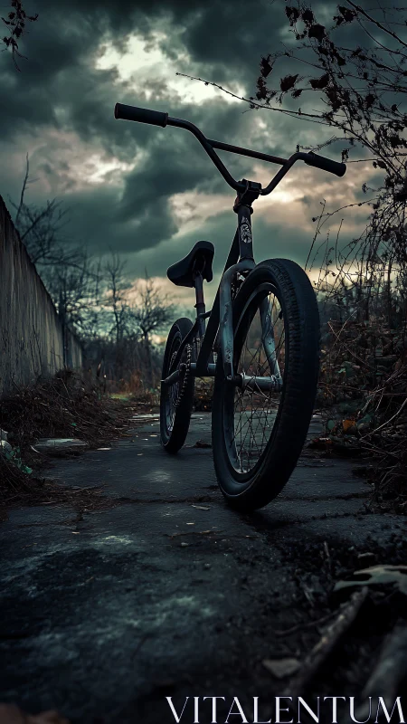 Solitary Fixed-Gear Guardian Awaits in Weathered Desolation.